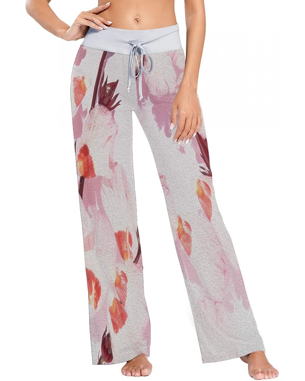 Women's Fashion Yoga Pants Palazzo Casual Print Wide Leg Lounge Pants Comfy Casual Drawstring Long Pajama Pants - Oil Paintin...
