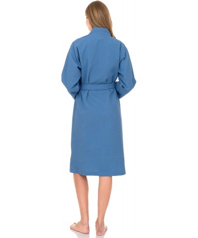 Women's Robe- Kimono Waffle Spa Bathrobe - Silver Lake Blue - CD183KXURI5 $53.30 Robes