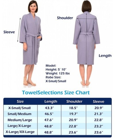 Women's Robe- Kimono Waffle Spa Bathrobe - Silver Lake Blue - CD183KXURI5 $53.30 Robes