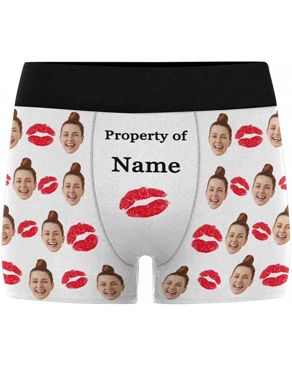 Custom Face Boxers Property of Girlfriends Name Red Lips White Personalized Face Briefs Underwear for Men - Multi 1 - C418A4C...