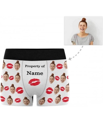 Custom Face Boxers Property of Girlfriends Name Red Lips White Personalized Face Briefs Underwear for Men - Multi 1 - C418A4C...