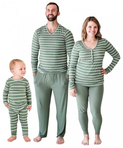 Matching Family Pajamas Set - Kids Sleepers Pajama - Men's and Women's Long Sleeve Loungewear - Dark Sage Stripe - C01956XRTD...