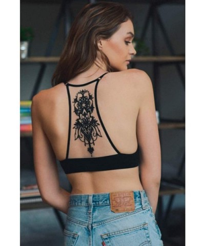 Womens Tattoo Mesh Racerback Bralette - Black - CI1962640DM $40.98 Bras