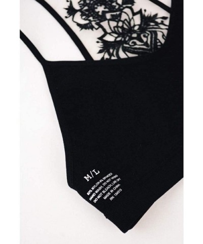 Womens Tattoo Mesh Racerback Bralette - Black - CI1962640DM $40.98 Bras