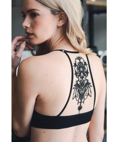 Womens Tattoo Mesh Racerback Bralette - Black - CI1962640DM $40.98 Bras