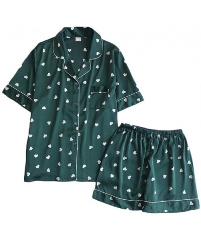 Women's Pajama Sets Pants with Short Tops Cotton Sleepwear Ladies Sleep Sets - Green - C718SZ0Q4A6 $38.01 Sets