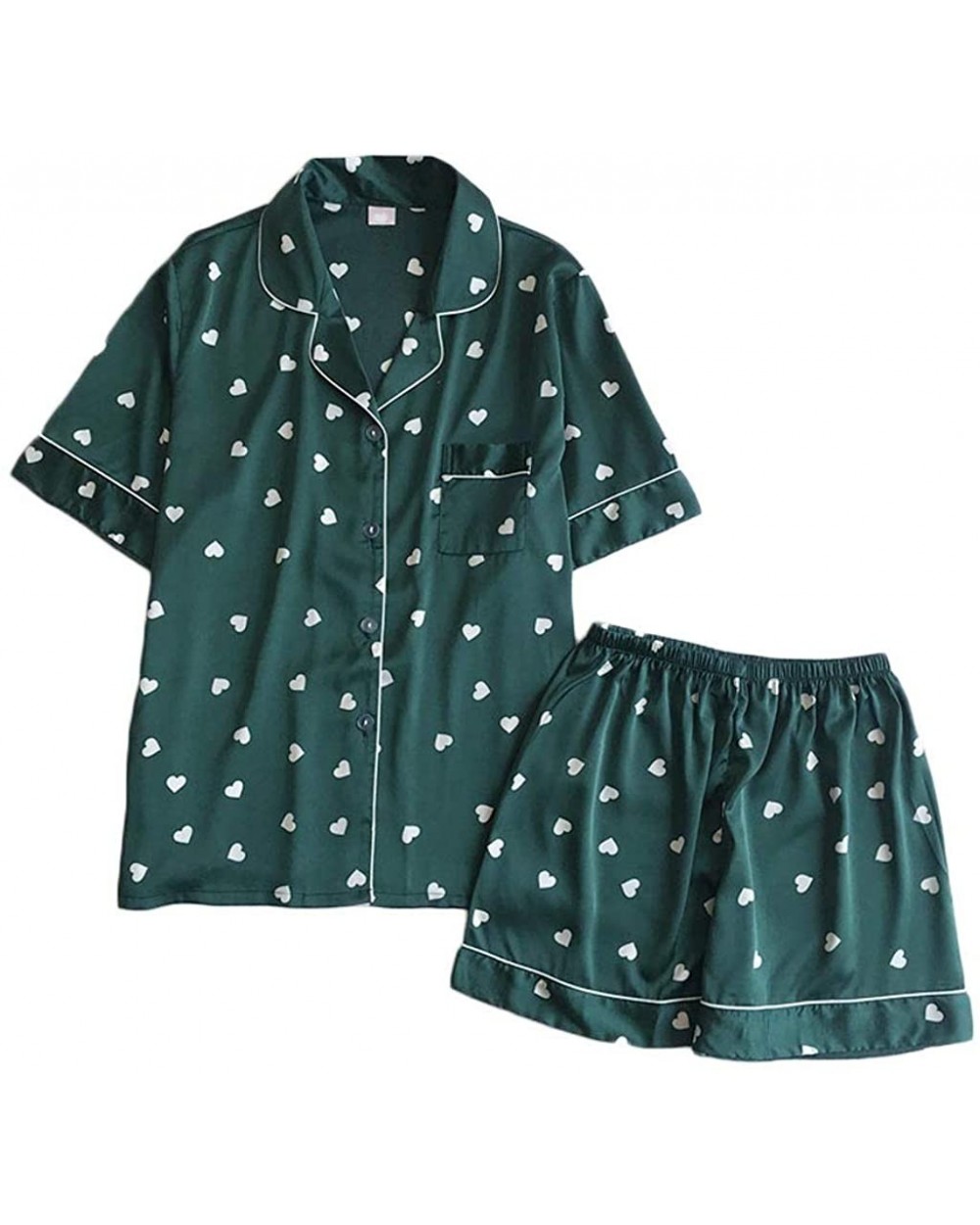 Women's Pajama Sets Pants with Short Tops Cotton Sleepwear Ladies Sleep Sets - Green - C718SZ0Q4A6 $38.01 Sets