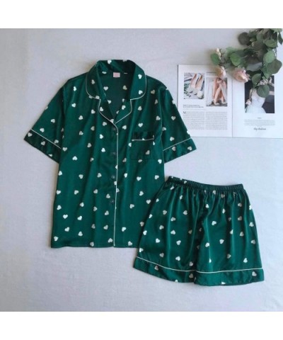 Women's Pajama Sets Pants with Short Tops Cotton Sleepwear Ladies Sleep Sets - Green - C718SZ0Q4A6 $38.01 Sets