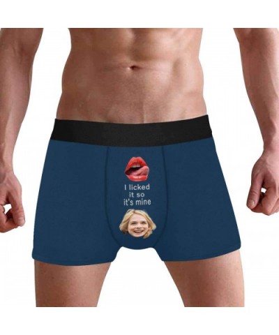 Custom Men's Funny Face Boxer Shorts Men's Boxers Novelty Briefs Lips and I Licked It so It is Mine on Pink - Type2 - CX19D5Z...