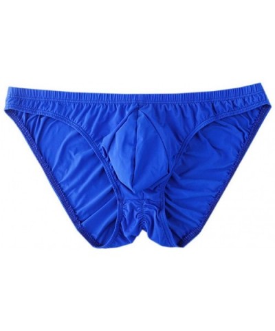 Men's Underwear Low Waist Seamless Ice Silk Sexy Briefs - Blue - C218AZMW2DK $17.72 Briefs