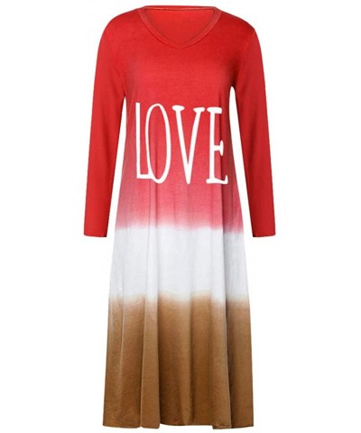 Womens Gradient Color Block Maxi Dress- Patchwork Fall Loose Dress - 0816-red - CD18UZZ37U7 $36.00 Thermal Underwear