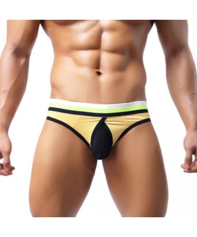 Men's Underwear- Hollow Out Men Underwear Boxers Bulge Pouch Men Shorts Hot - C-yellow - CI12O8S53LO $13.68 Briefs