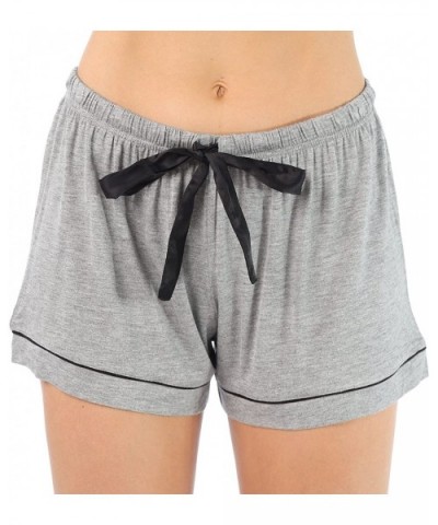 Button Down Pajama Shorts Set with Notch Collar - Grey / Black - C6187WSMRC6 $40.35 Sets