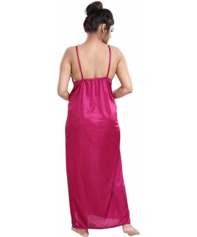 Multicolor Satin Solid Women Nighty with Robe (Free Size) - Magenta - CG19CL63673 $63.29 Robes