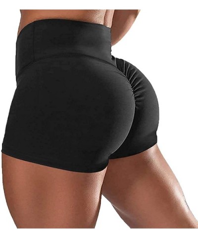 Women Workout Gym Shorts Ruched Booty Yoga Pants High Waist Butt Lifting Sports Leggings - 0 Basic Scrunch Butt-black - CW197...