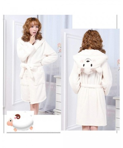 Women's Animals Hooded Short Bathrobe Plush Critter Nightwear - Sheep - CX18KRIX2T7 $75.30 Robes