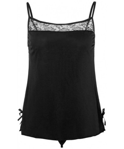 Women Sexy Sleepwear Ladies Mini Lace Chemise Babydoll Sleepwear Cami Dress Underwear Set - Black - CC1932ASCN4 $16.36 Baby D...