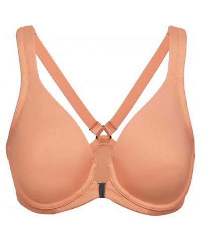 Women's Underwire Support Unlined Plunge Full Coverage Racerback Front Closure Bras - Sun Kissed - CS18WNSRLN2 $36.05 Bras