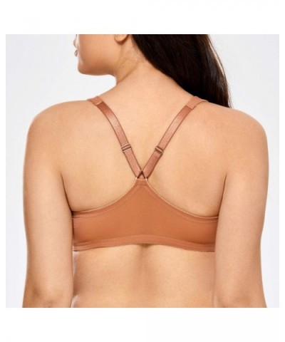 Women's Underwire Support Unlined Plunge Full Coverage Racerback Front Closure Bras - Sun Kissed - CS18WNSRLN2 $36.05 Bras