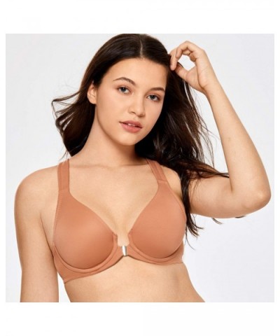 Women's Underwire Support Unlined Plunge Full Coverage Racerback Front Closure Bras - Sun Kissed - CS18WNSRLN2 $36.05 Bras