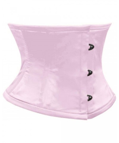 Heavy Duty 18/26 Double Steel Boned Waist Training Cincher Waspie Underbust Tight Shaper Corset - Pink Satin- (for Short Tors...