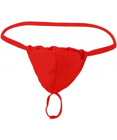 Men Solid Panties Underwear Bulge Pouch Fashion Sexy Strap G-String Thong Butt-Flaunting Undie Bikini T-Back - Red - CS194ARD...