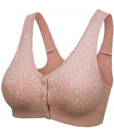 Everyday Bras - Women Cotton Full-Freedom Front Close Bras with Removable Cups 2 Pack - Nude/Khaki - CJ18A8KH9ZL $33.05 Bras