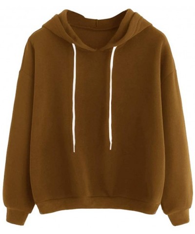 Women Fashion Casual Loose Tops Hoodie Pocket Sweatshirt Pullover Solid Blouse - Yellow - CF18YCQU58G $22.87 Garters & Garter...