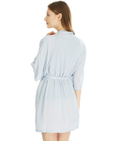 Women's Cotton Lightweight Robes Kimono Robe Knee Length Bathrobe Soft Sleepwear Standard Size in Light Sky Blue - CU1949KS9H...