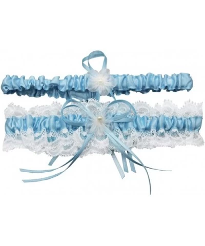 Wedding Garter for Bride Stretch Prom Garters Bridal Leg Garter Set - Blue - CK18UL0W6UE $17.77 Garters & Garter Belts