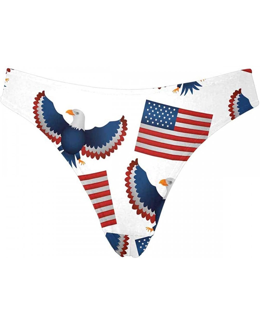 Women's Low Waist G-stringthong Panties Briefs United States of America Flags and Eagle Flying XXL - CX18OSIG6C6 $37.68 Panties