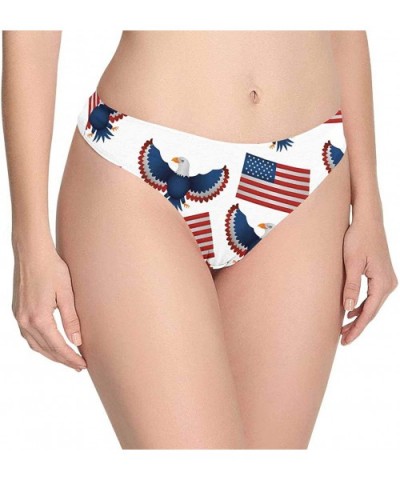 Women's Low Waist G-stringthong Panties Briefs United States of America Flags and Eagle Flying XXL - CX18OSIG6C6 $37.68 Panties