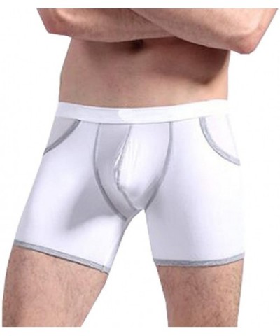 Mens Sheer Breathable Soft Pockets Shorts Underwear - White - CK186DLO2UA $20.85 Boxer Briefs