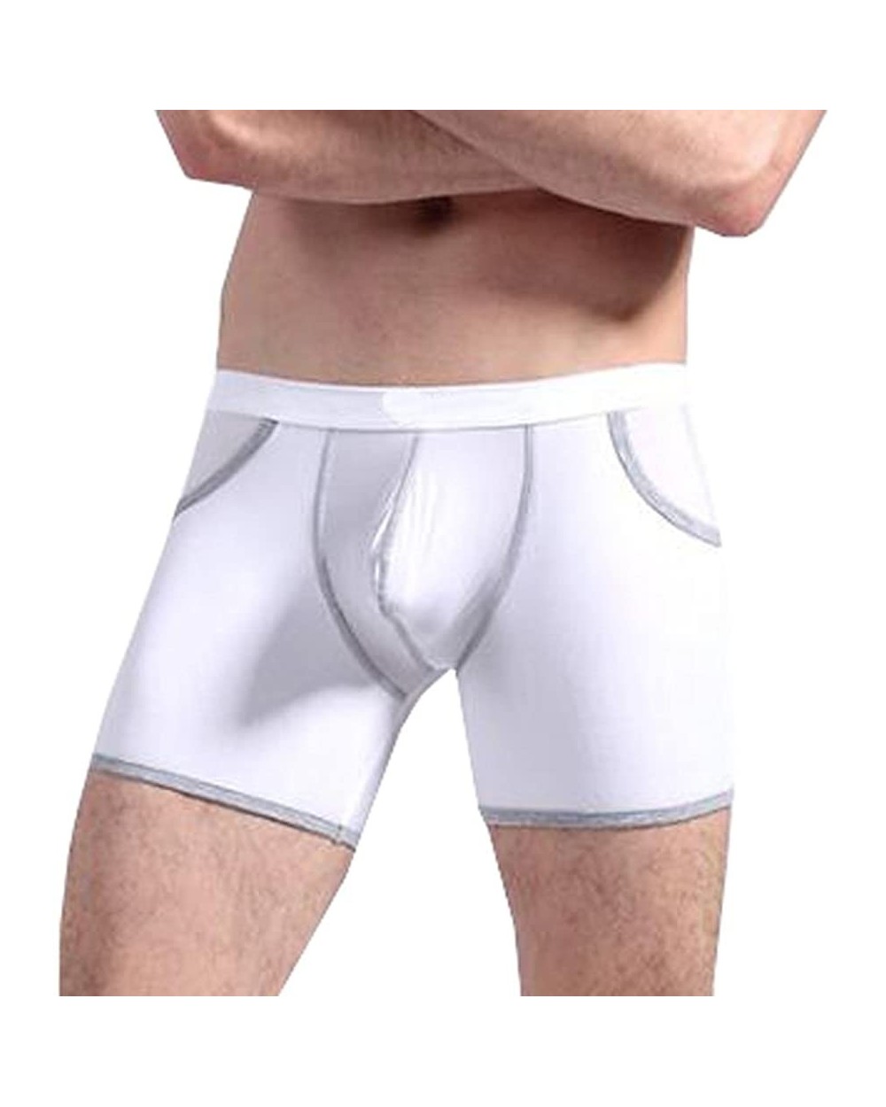 Mens Sheer Breathable Soft Pockets Shorts Underwear - White - CK186DLO2UA $20.85 Boxer Briefs