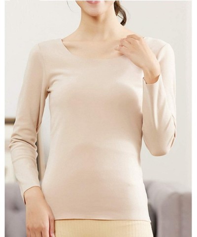 Women Thermal Underwear Long Set Winter Base Layer Top - 2apricot - CX1947KZYOD $34.41 Thermal Underwear