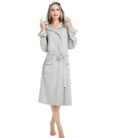 Women Kimono Bathrobe Hooded Bath Robe Men Spa Home Lounge Sleepwear - Gray - C019802529K $42.94 Robes