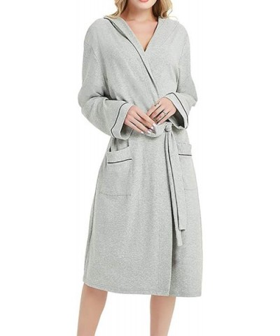 Women Kimono Bathrobe Hooded Bath Robe Men Spa Home Lounge Sleepwear - Gray - C019802529K $42.94 Robes