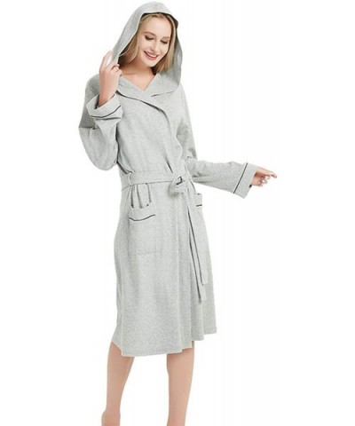 Women Kimono Bathrobe Hooded Bath Robe Men Spa Home Lounge Sleepwear - Gray - C019802529K $42.94 Robes