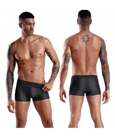 Mens Boxer Briefs Underwears Comfort Stretch Underpants Sexy Low Rise Short Leg Trunks Packs - 228(black*3) - C71943DG2EO $19...