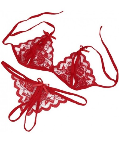 Lady Sexy Lingerie Lace Underwear Sleepwear G-String Lingerie Thin Floral Hollow Out Lingeries - Red - C318S7WILEM $11.54 Bus...