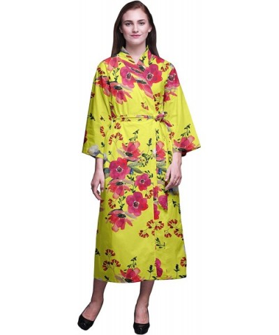 Printed Crossover Robes Bridesmaid Getting Ready Shirt Dresses Bathrobes for Women - Yellow3 - CV18T8ACMYZ $71.44 Robes