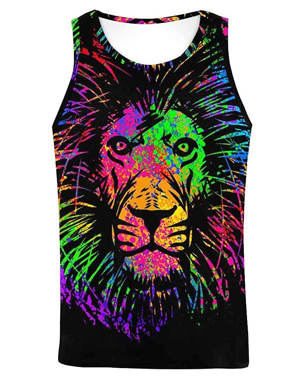 Men's Muscle Gym Workout Training Sleeveless Tank Top Lion with Emerald Mane - Multi5 - CF19D0QL3KN $45.73 Undershirts