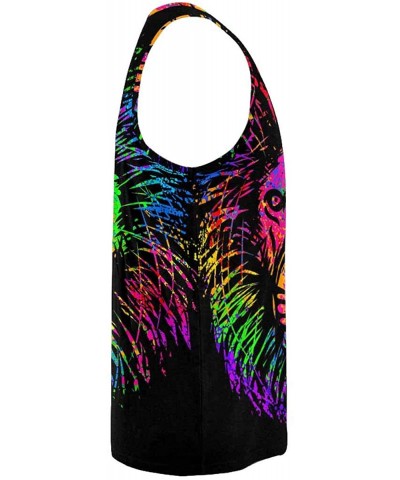 Men's Muscle Gym Workout Training Sleeveless Tank Top Lion with Emerald Mane - Multi5 - CF19D0QL3KN $45.73 Undershirts