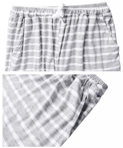 Women's Pajama Shorts Cotton Striped Sleep Shorts Short Pajama Bottoms for Summer - Grey - CO18RNDG78R $20.91 Bottoms