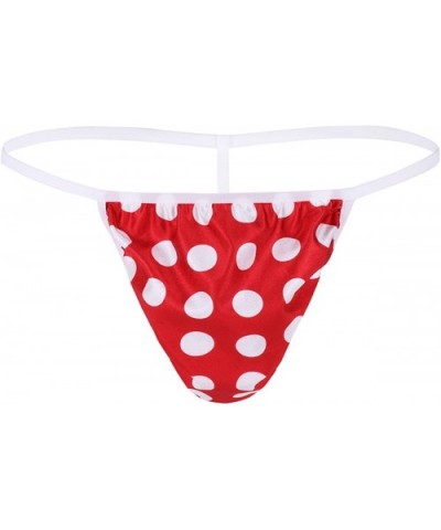 Mens Polka Dot Sissy Pouch Low-Rise G-String Bikini Briefs T-Back Panties - Red - CZ189LDSXOG $14.58 Briefs