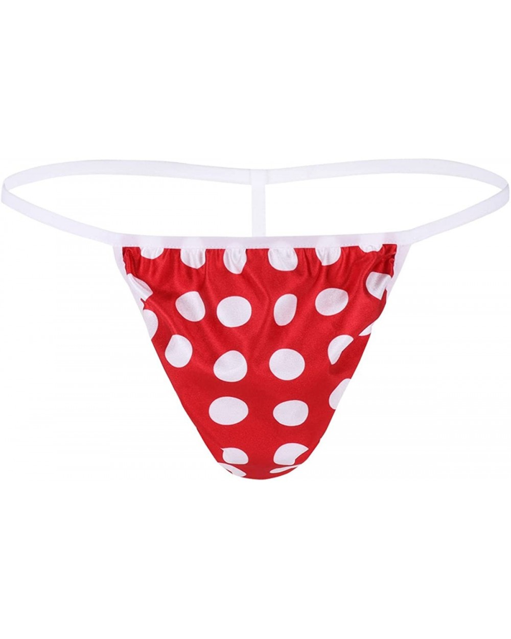 Mens Polka Dot Sissy Pouch Low-Rise G-String Bikini Briefs T-Back Panties - Red - CZ189LDSXOG $14.58 Briefs