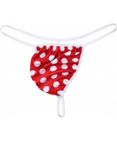 Mens Polka Dot Sissy Pouch Low-Rise G-String Bikini Briefs T-Back Panties - Red - CZ189LDSXOG $14.58 Briefs