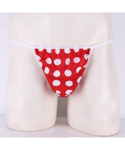 Mens Polka Dot Sissy Pouch Low-Rise G-String Bikini Briefs T-Back Panties - Red - CZ189LDSXOG $14.58 Briefs