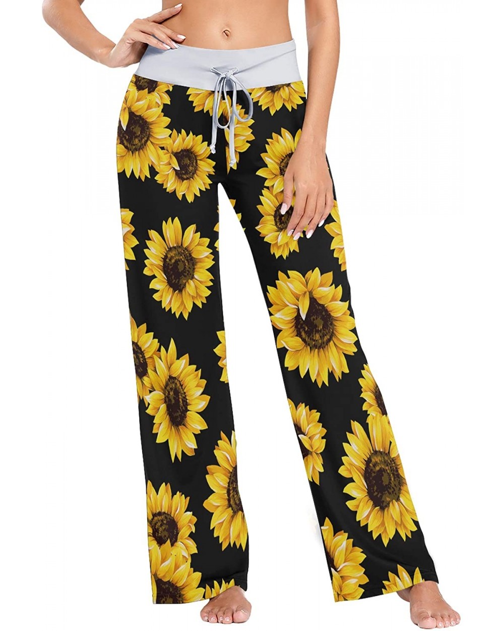 Sunflower Women Pajama Pants Bottoms Palazzo Yoga Stretchy Wide Leg Trousers - C9197QD6II5 $35.59 Bottoms