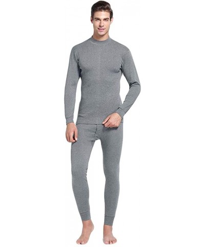 Men Thermal Underwear Set Winter Skiing Warm Top Thermal Long Johns Bottom Pants Base Layer for Male - Dark Gray - C918M0C08M...